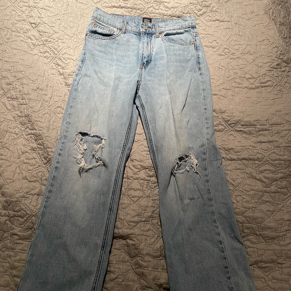BDG Light Blue Distressed Straight Leg Jeans